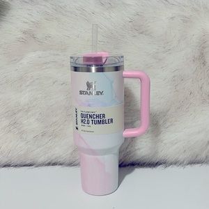 Stanley Stainless Steel H2.0 Quencher 40oz Tumbler Watercolor Tulle Pink Handle